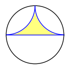 Filled in hyperbolic triangle in disc model