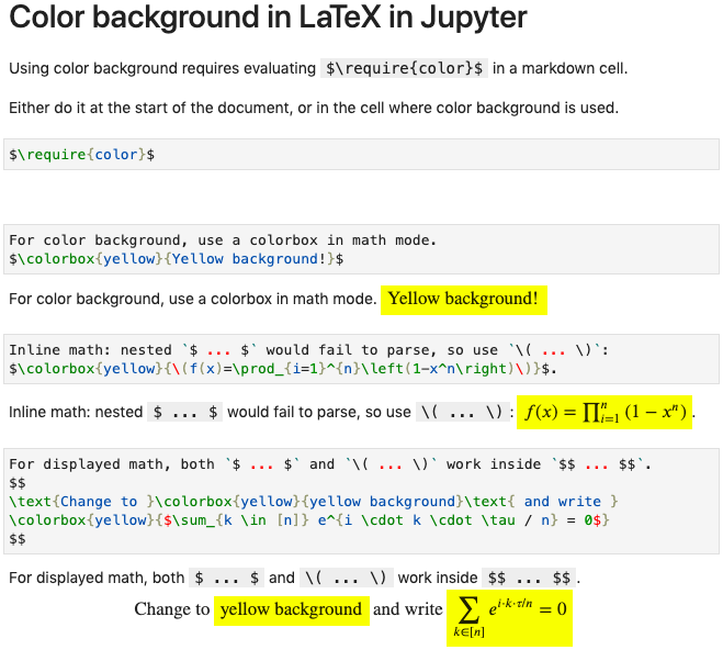 Jupyter LaTeX color background