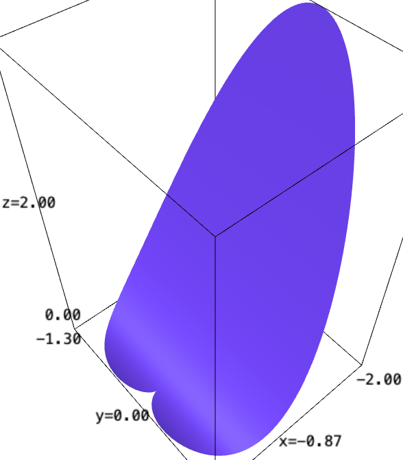Parametric surface plotted in Sage: cardioid cutout of a parabolic cylinder